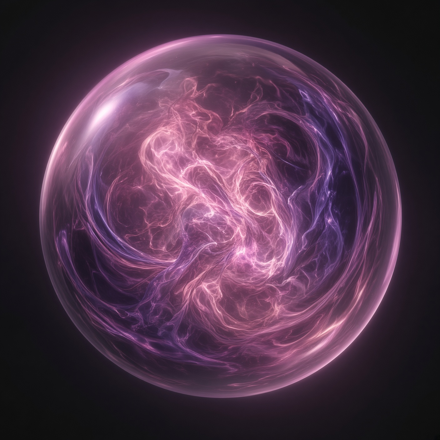 A close view of Klara — living plasma contained in a glass-smooth orb
